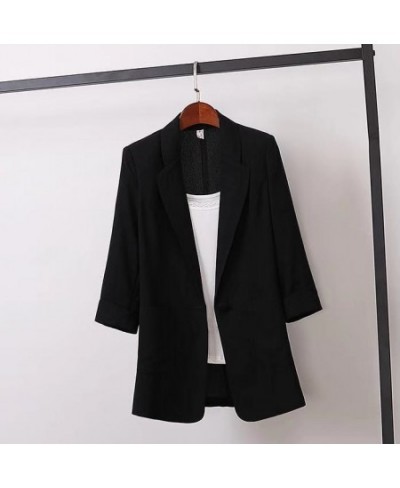 Blazers Women Three Quarter Sleeve Solid Single-button Notched Elegant All-match 4XL Korean Style Slender Chic Simple Office ...