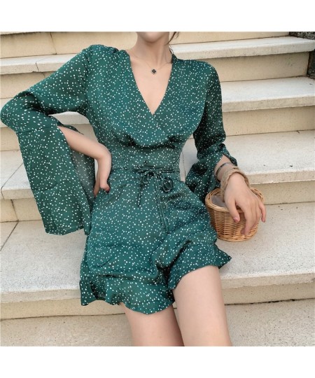 2023 Women's Fashion Jumpsuit Flare Sleeve V-Neck Waist Chiffon Jumpsuit Vacation Loose Refreshing Chiffon Jumpsuit $65.27 - ...