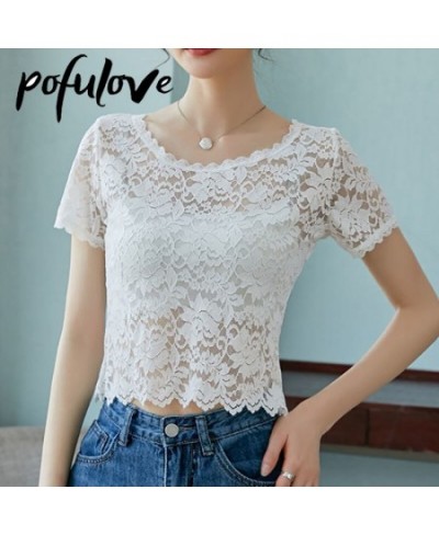 Lace Shirt Women's Short Sleeved Tshirt Slim Top Thin Summer Sexy Korean T Shirt Vintage Crop Top Wholesale $19.67 - Tops & Tees