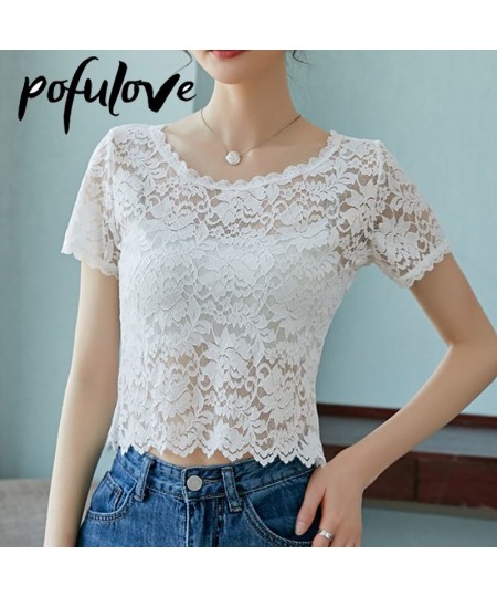 Lace Shirt Women's Short Sleeved Tshirt Slim Top Thin Summer Sexy Korean T Shirt Vintage Crop Top Wholesale $19.67 - Tops & Tees