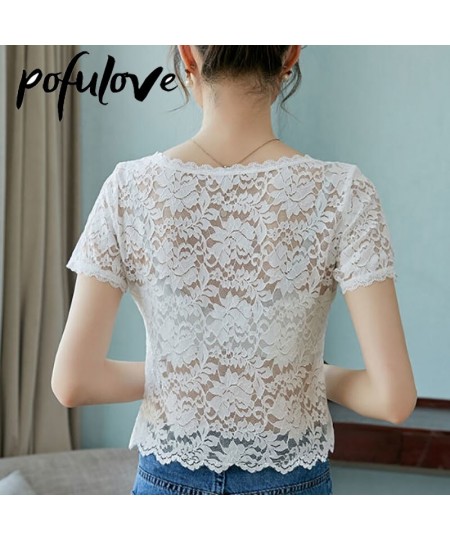 Lace Shirt Women's Short Sleeved Tshirt Slim Top Thin Summer Sexy Korean T Shirt Vintage Crop Top Wholesale $19.67 - Tops & Tees