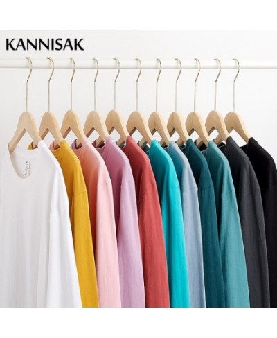 Women T-shirts Spring Long Sleeve Quality 100% Cotton Casual Harajuku T Shirt Solid O-neck Oversized Couple Basic Shirt $28.5...