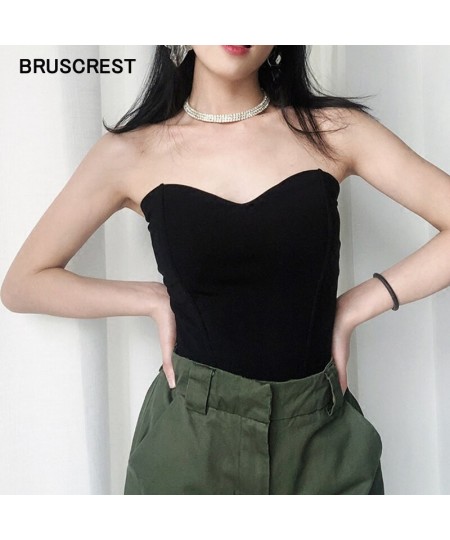 Black white tube tops strapless top strapless shirt vintage sleeveless off the shoulder crop top women tube shirt $33.47 - Un...