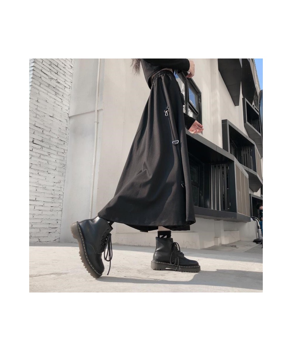 Plus Size Harajuku Punk Style Skirts Women High Waist Buckle Irregular Gothic Skirt Black Hip Hop Streetwear Freely Adjustabl...