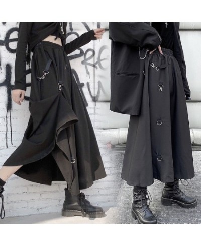 Plus Size Harajuku Punk Style Skirts Women High Waist Buckle Irregular Gothic Skirt Black Hip Hop Streetwear Freely Adjustabl...