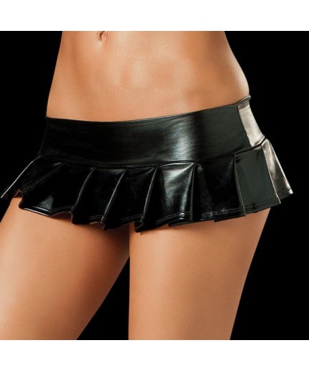 Women Latex Skirts Suit Pole Dance Clubwear Patent Leather Micro Mini Skirts Set Nightclub Pleated Mini Skirt $16.96 - Skirts