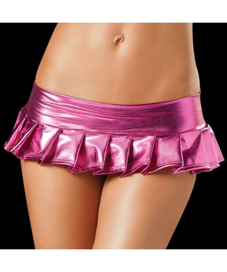 Women Latex Skirts Suit Pole Dance Clubwear Patent Leather Micro Mini Skirts Set Nightclub Pleated Mini Skirt $16.96 - Skirts