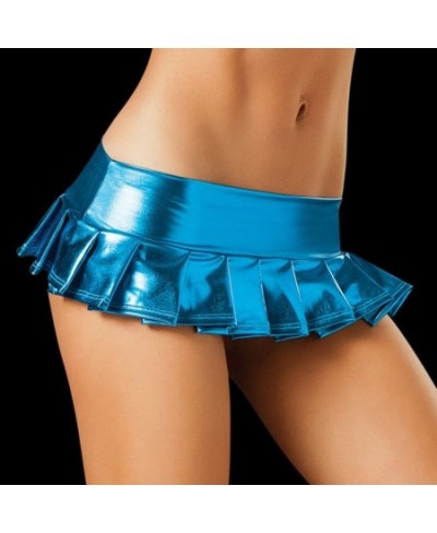 Women Latex Skirts Suit Pole Dance Clubwear Patent Leather Micro Mini Skirts Set Nightclub Pleated Mini Skirt $16.96 - Skirts