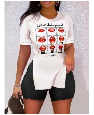 Summer Casual Print Suit Women O-neck Short-sleeve White T-shirt Top + Shorts Two-piece Set 2023 Fashion Boho Woman Sets 3XL ...