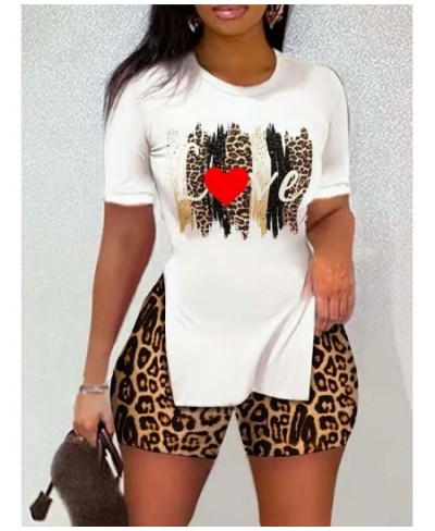 Summer Casual Print Suit Women O-neck Short-sleeve White T-shirt Top + Shorts Two-piece Set 2023 Fashion Boho Woman Sets 3XL ...