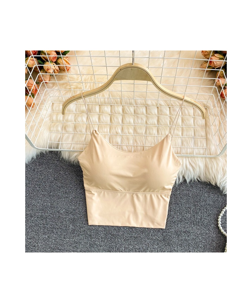 Shoulder Spaghetti Off In Crop Sports Built Bra Camisole Silk Strap Vest Summer Top Sleeveless Women Sexy Ice Tops Bra $14.50...