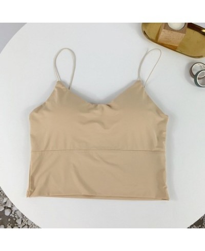 Shoulder Spaghetti Off In Crop Sports Built Bra Camisole Silk Strap Vest Summer Top Sleeveless Women Sexy Ice Tops Bra $14.50...