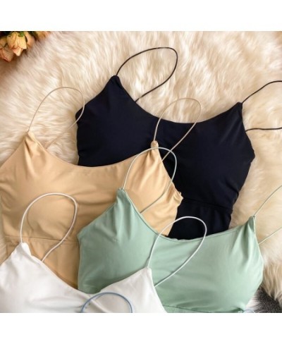 Shoulder Spaghetti Off In Crop Sports Built Bra Camisole Silk Strap Vest Summer Top Sleeveless Women Sexy Ice Tops Bra $14.50...