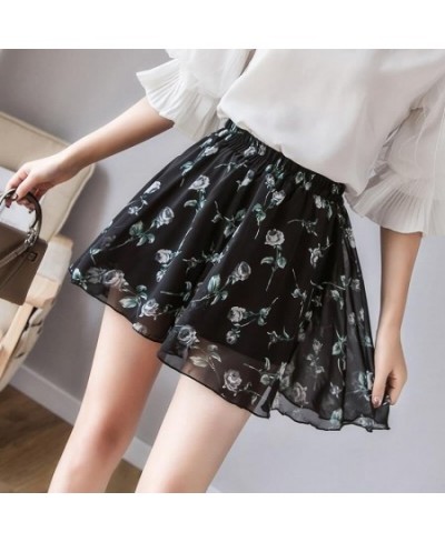 New Summer Women Floral Print Chiffon Mini Shorts Sexy Casual Streetwear High Waist Female Loose Wide Leg Shorts Skirts Elega...