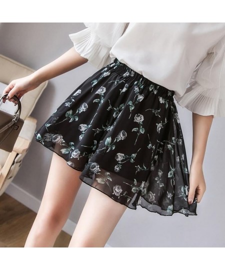 New Summer Women Floral Print Chiffon Mini Shorts Sexy Casual Streetwear High Waist Female Loose Wide Leg Shorts Skirts Elega...