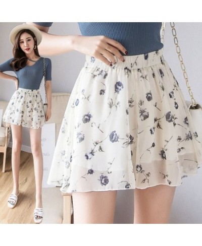 New Summer Women Floral Print Chiffon Mini Shorts Sexy Casual Streetwear High Waist Female Loose Wide Leg Shorts Skirts Elega...