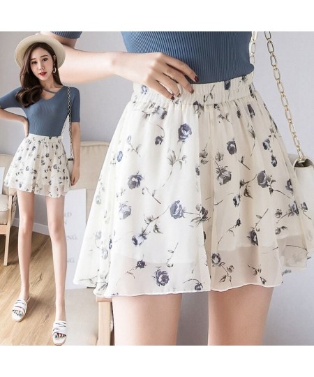 New Summer Women Floral Print Chiffon Mini Shorts Sexy Casual Streetwear High Waist Female Loose Wide Leg Shorts Skirts Elega...