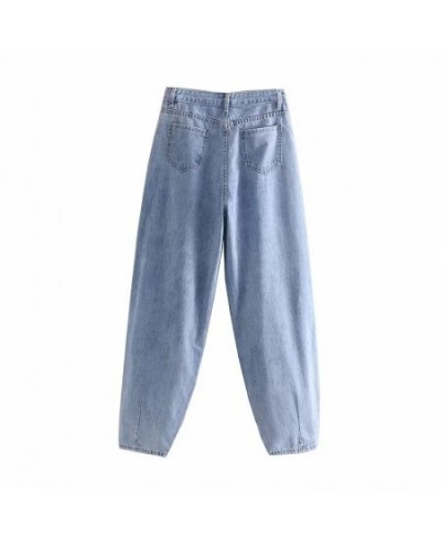 england vintage high street loose harem mom high waist jeans woman pleated Turnip pants boyfriend jeans for women $58.66 - Jeans