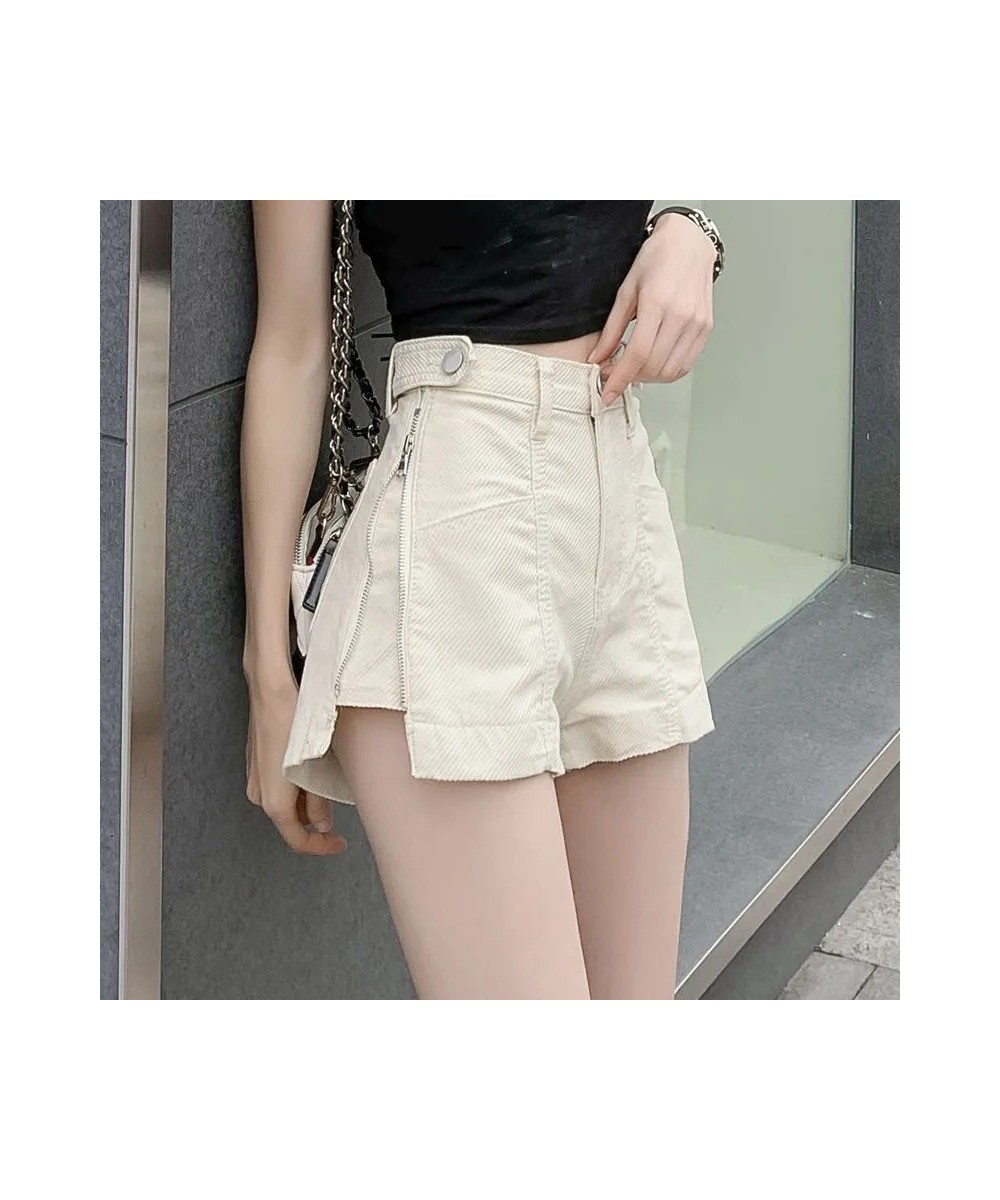 Chic Design Zipper Shorts Jeans Women Loose High Waist Short Vaqueros New Summer Y2k Beige Pants Streetwear Denim Wide Leg Pa...