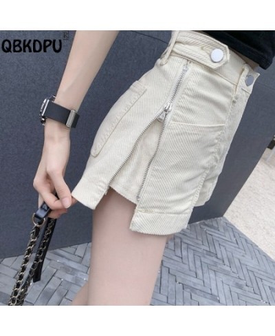 Chic Design Zipper Shorts Jeans Women Loose High Waist Short Vaqueros New Summer Y2k Beige Pants Streetwear Denim Wide Leg Pa...