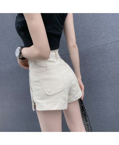 Chic Design Zipper Shorts Jeans Women Loose High Waist Short Vaqueros New Summer Y2k Beige Pants Streetwear Denim Wide Leg Pa...