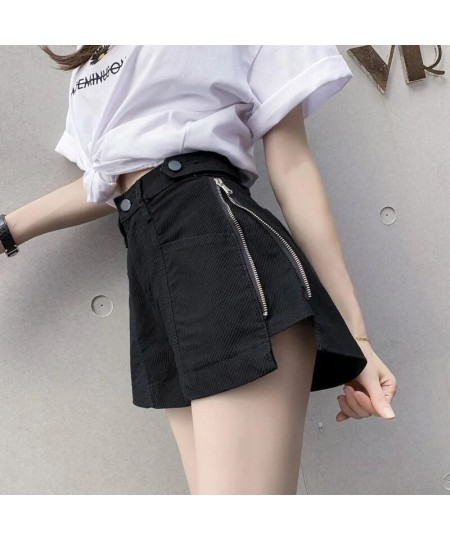 Chic Design Zipper Shorts Jeans Women Loose High Waist Short Vaqueros New Summer Y2k Beige Pants Streetwear Denim Wide Leg Pa...