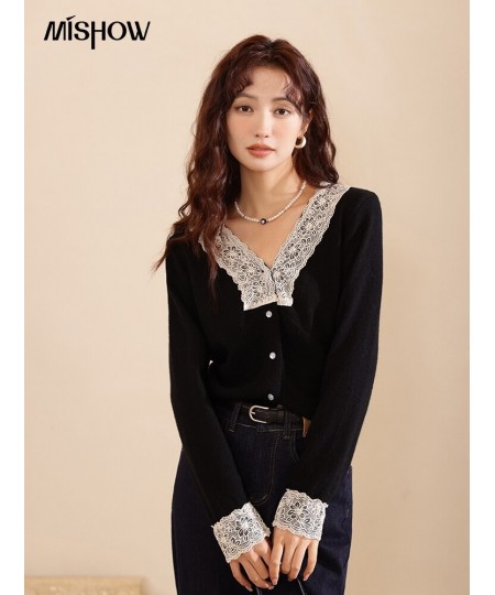 Women's Sweater Lace Vneck Patchwork Pullover 2022 Autumn Winter Korean Fashion Thicken Knitwears Female Tops MXB37Z1226 $67....