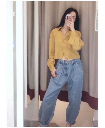 england vintage high street loose harem mom high waist jeans woman pleated Turnip pants boyfriend jeans for women $58.66 - Jeans