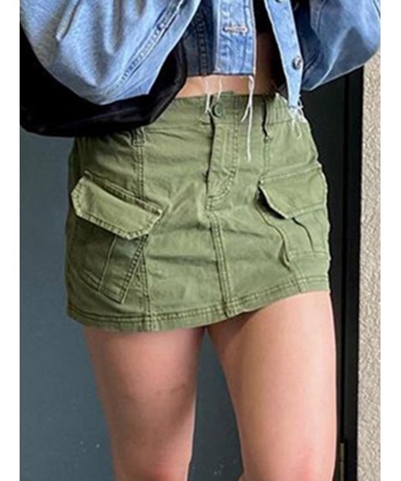 White Cargo Mini Skirt Women Dropped Waist Straight Pencil Skirts Vintage Grunge Skirt Casual Basic Bottoms Y2K Outfit $28.35...