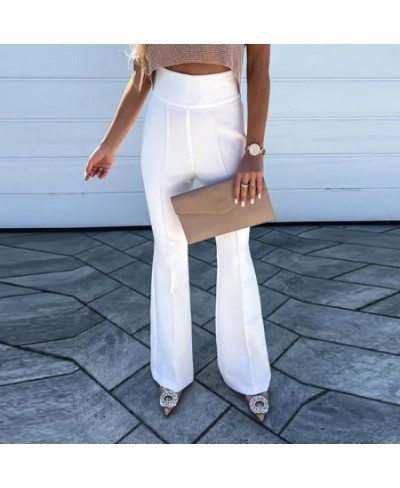 New Summer Women 2023 Flare Pants Loungewear Slim High Elastic Waist Solid Simple Casual Ladies Trouser Streetwear $37.24 - B...