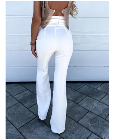 New Summer Women 2023 Flare Pants Loungewear Slim High Elastic Waist Solid Simple Casual Ladies Trouser Streetwear $37.24 - B...