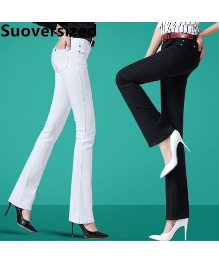 Women's Slim Stretch Black Flare Jeans Spring Fall High Waist Korean Skinny Vaqueros Fashion Streetwear Casual Bell-bottoms $...