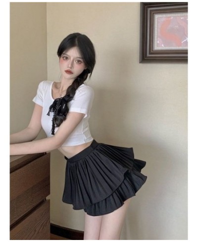 Korean New Woman Skirts Summer Fashion A-line Skirt Girls High Waist Ball Gown Solid Color Casual Dance Short Pleated Skirts ...