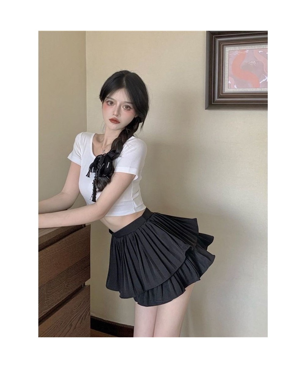 Korean New Woman Skirts Summer Fashion A-line Skirt Girls High Waist Ball Gown Solid Color Casual Dance Short Pleated Skirts ...