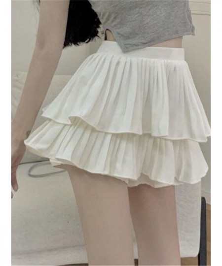 Korean New Woman Skirts Summer Fashion A-line Skirt Girls High Waist Ball Gown Solid Color Casual Dance Short Pleated Skirts ...