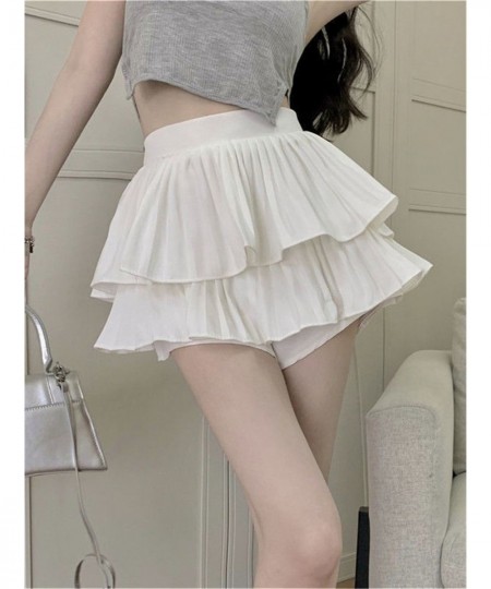 Korean New Woman Skirts Summer Fashion A-line Skirt Girls High Waist Ball Gown Solid Color Casual Dance Short Pleated Skirts ...