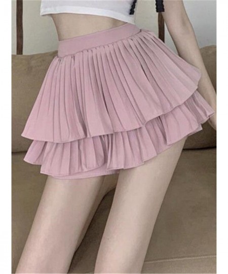 Korean New Woman Skirts Summer Fashion A-line Skirt Girls High Waist Ball Gown Solid Color Casual Dance Short Pleated Skirts ...