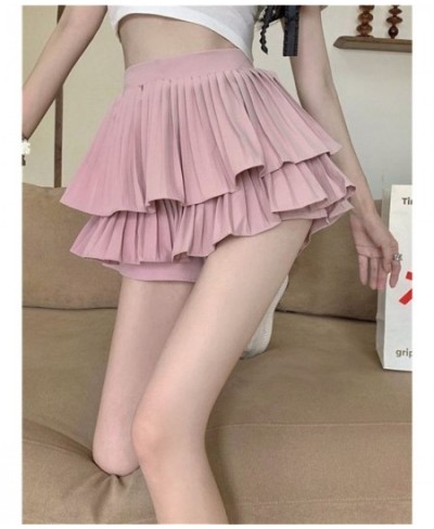 Korean New Woman Skirts Summer Fashion A-line Skirt Girls High Waist Ball Gown Solid Color Casual Dance Short Pleated Skirts ...