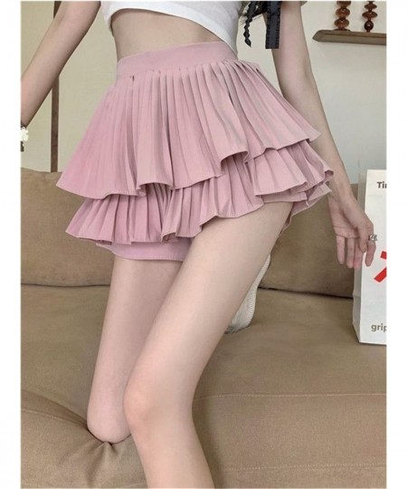 Korean New Woman Skirts Summer Fashion A-line Skirt Girls High Waist Ball Gown Solid Color Casual Dance Short Pleated Skirts ...