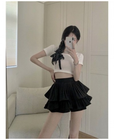 Korean New Woman Skirts Summer Fashion A-line Skirt Girls High Waist Ball Gown Solid Color Casual Dance Short Pleated Skirts ...