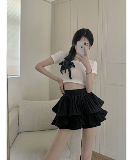 Korean New Woman Skirts Summer Fashion A-line Skirt Girls High Waist Ball Gown Solid Color Casual Dance Short Pleated Skirts ...