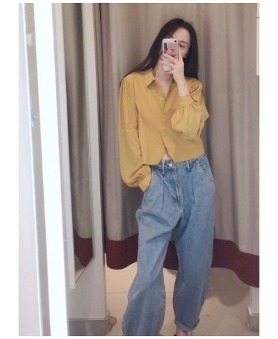 england vintage high street loose harem mom high waist jeans woman pleated Turnip pants boyfriend jeans for women $58.66 - Jeans