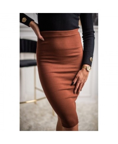 Autumn Winter 2022 Women's New Elegant Sheath Midi Skirts High Waist Solid Color Chic Wrap Skirt Pencil Skirt $29.59 - Skirts