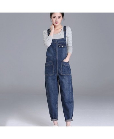 Fashion Loose Pocket Jeans Women Autumn Bib Pants Overalls Shoulder Strap Jumpsuit Large Size Brand Denim Jeans Pants $59.36 ...