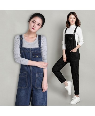 Fashion Loose Pocket Jeans Women Autumn Bib Pants Overalls Shoulder Strap Jumpsuit Large Size Brand Denim Jeans Pants $59.36 ...