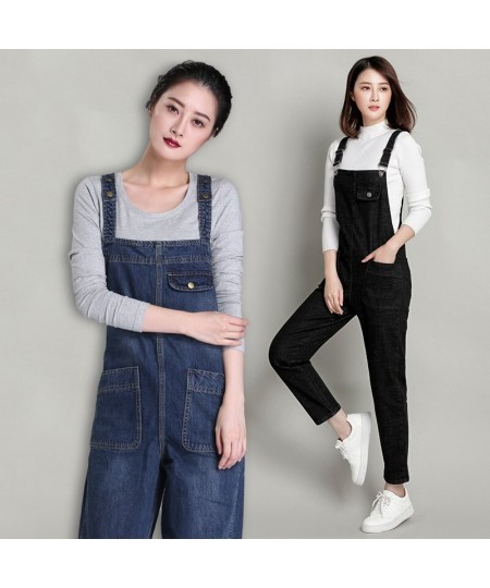 Fashion Loose Pocket Jeans Women Autumn Bib Pants Overalls Shoulder Strap Jumpsuit Large Size Brand Denim Jeans Pants $59.36 ...