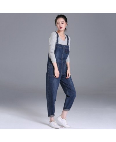 Fashion Loose Pocket Jeans Women Autumn Bib Pants Overalls Shoulder Strap Jumpsuit Large Size Brand Denim Jeans Pants $59.36 ...