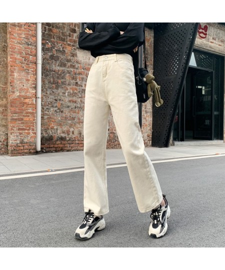 Spring Autumn Wide-leg Jeans Women's High-waist Denim Pants Retro Loose Droop Straight Trousers Jeans $38.55 - Jeans