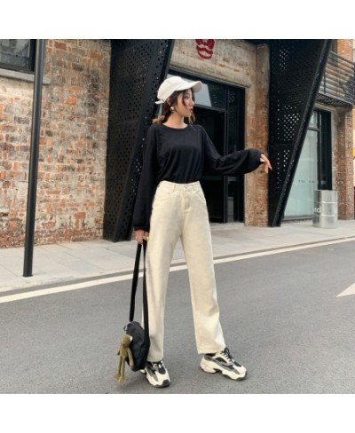 Spring Autumn Wide-leg Jeans Women's High-waist Denim Pants Retro Loose Droop Straight Trousers Jeans $38.55 - Jeans