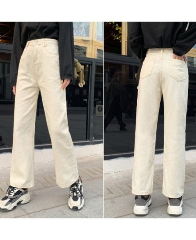 Spring Autumn Wide-leg Jeans Women's High-waist Denim Pants Retro Loose Droop Straight Trousers Jeans $38.55 - Jeans